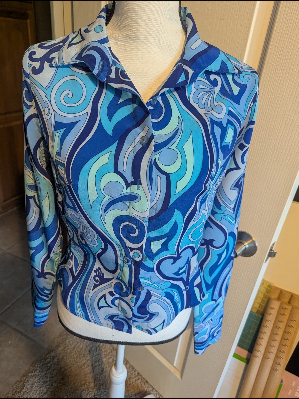 Eye Candy Blue Multi Swirl Button-Down Shirt